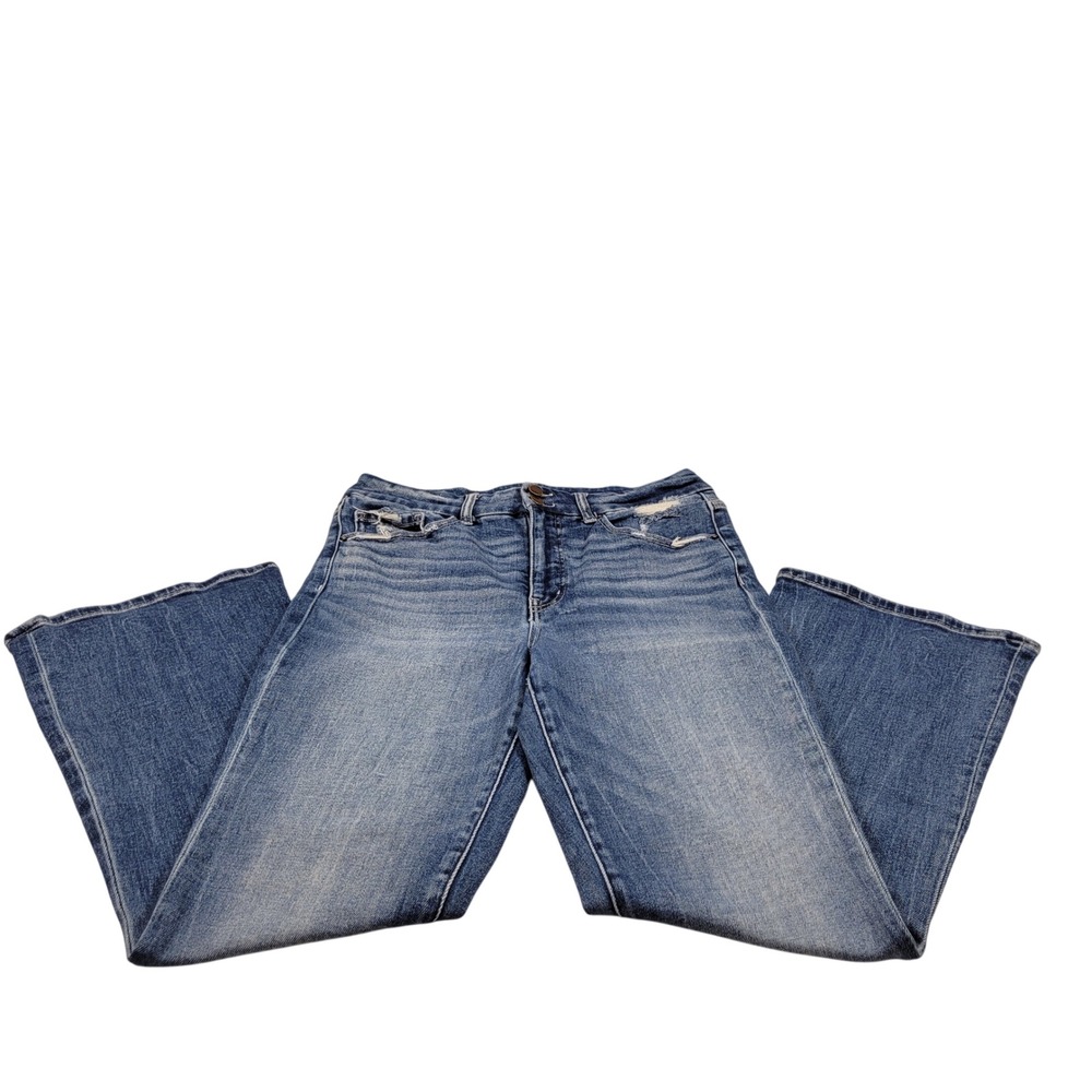 BKE Flare Jeans Womens 31x29 Blue Excellent Distressed Stretch Denim
